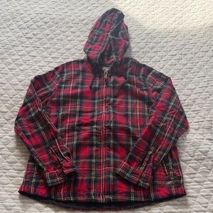 Red Plaid LL Bean Hooded Zip-Up Jacket